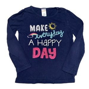 🆕 Gymboree Make Everyday Happy Glitter Letters Navy Blue Long Sleeve Tee Size 5